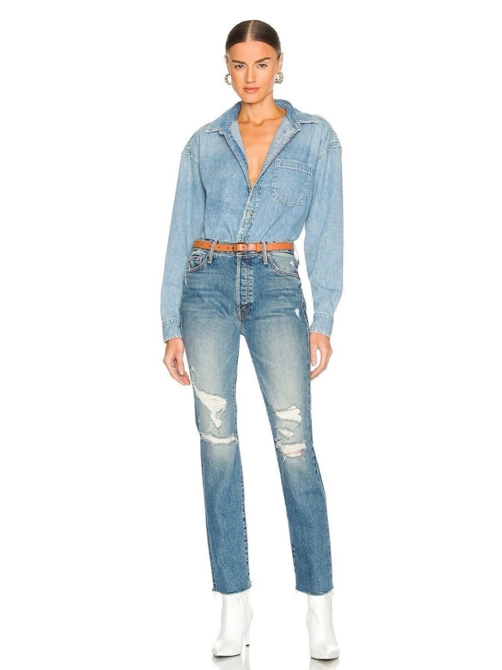 Mother jeans Trickster skimp fray thrill seeker wash raw hem grunge edgy chic 24 - Picture 1 of 15